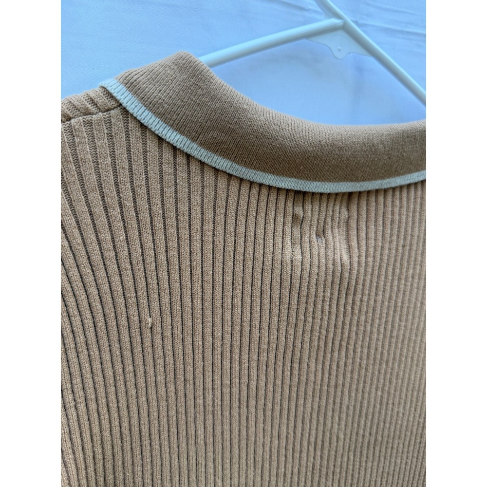 Grand Street Studios Camel Ribbed Knit Rhinestone Button Polo Mini Dress M NEW - Picture 9 of 12